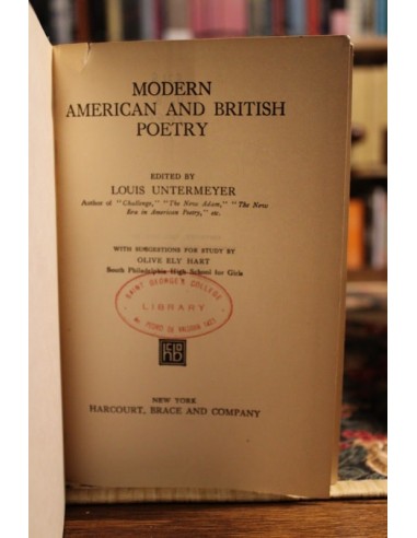 Modern American and British poetry...
