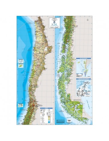 Mapa físico de Chile escala...