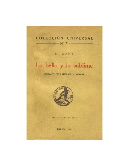 Lo bello y lo sublime (Usado) Lo bello y lo sublime (Usado)