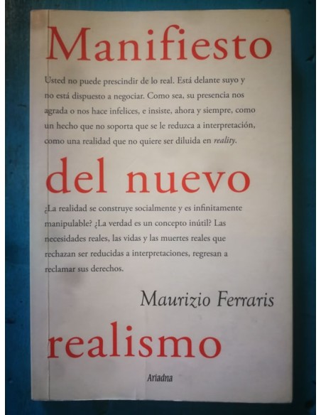 Manifiesto del nuevo realismo (Usado) Manifiesto del nuevo realismo (Usado)