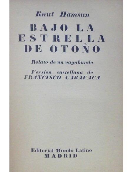 Bajo la estrella de otoño (Usado) Bajo la estrella de otoño (Usado)