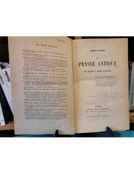 La pensée antique (de Moïse A Marc-Auréle) (Usado)