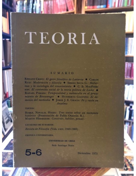 Teoría. Revista de Filosofía Diciembre 1975 (Usado) Teoría. Revista de Filosofía Diciembre 1975 (Usado)