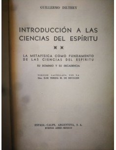 Introducción a las ciencias del espíritu (Usado)