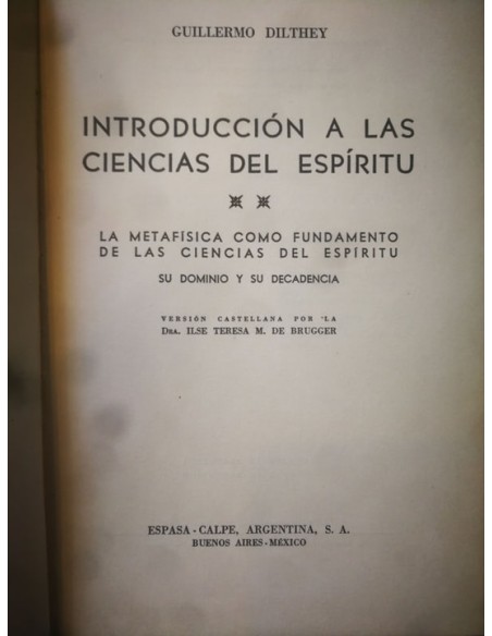 Introducción a las ciencias del espíritu (Usado) Introducción a las ciencias del espíritu (Usado)