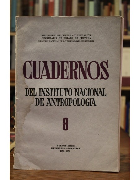 Cuadernos del Instituto Nacional de Antropología 8 (Usado) Cuadernos del Instituto Nacional de Antropología 8 (Usado)
