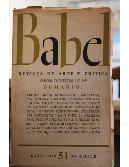 Babel. Revista de Arte y Crítica. Homenaje a Goethe 51 (Usado) Babel. Revista de Arte y Crítica. Homenaje a Goethe 51 (Usado)